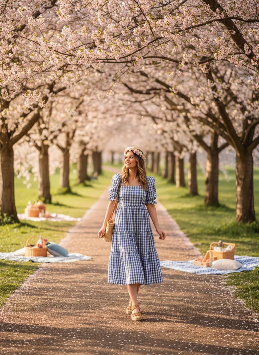 Gingham Midi Dress