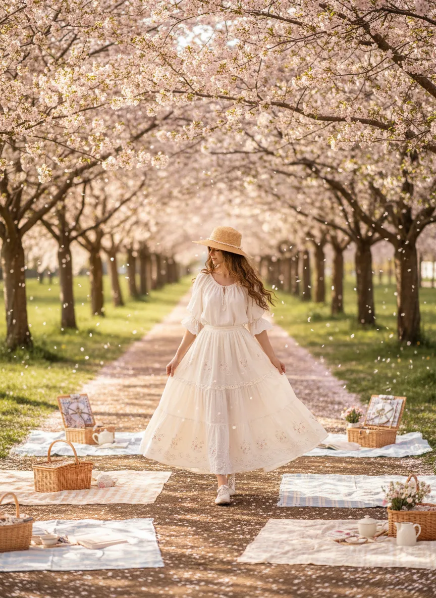 Tiered Cotton Skirt