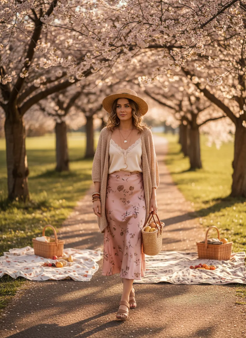 Silk Midi Skirt