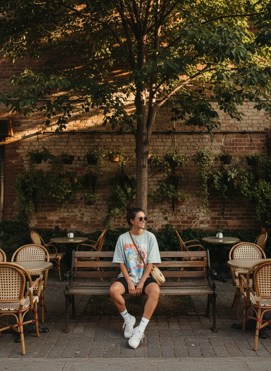 Oversized Graphic Tee and Bike Shorts
