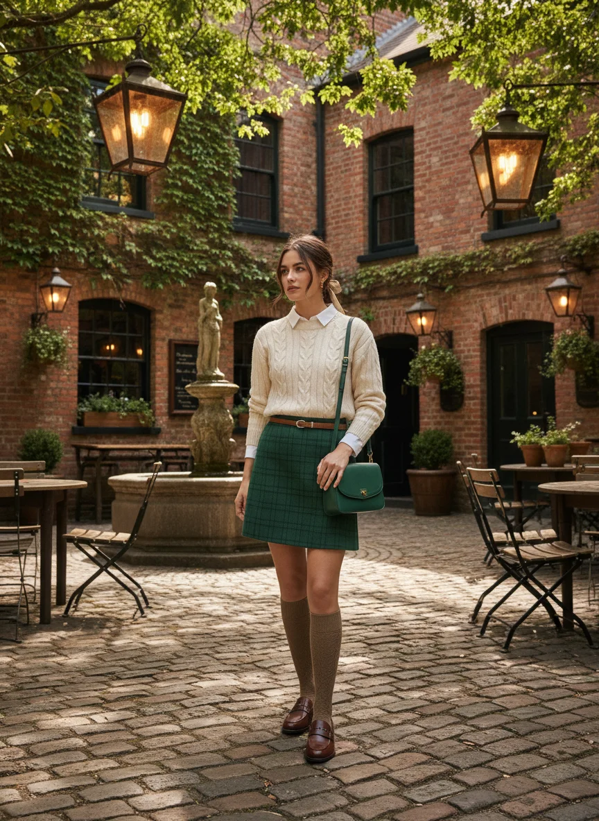 Green Plaid Mini Skirt