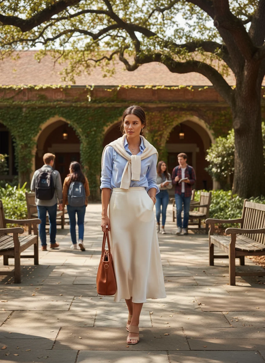 Silk Midi Skirt