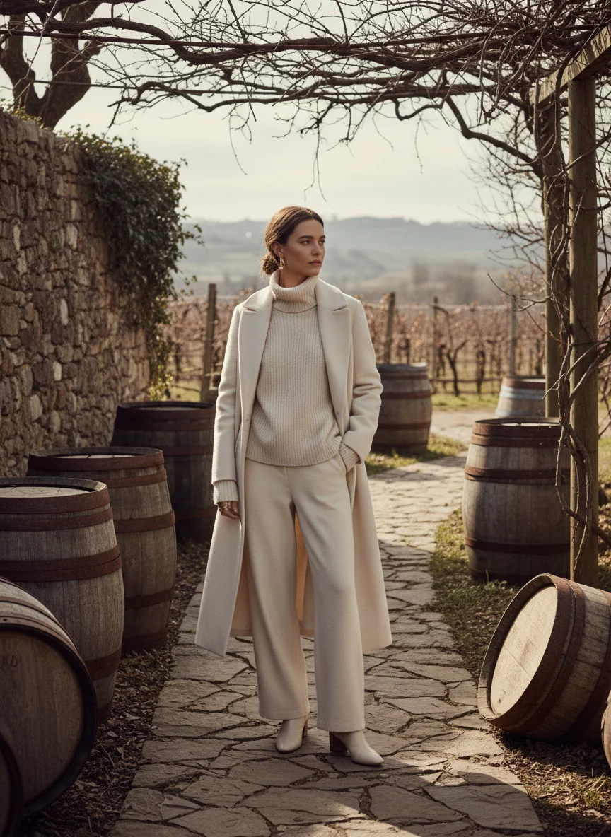 Monochrome Cream Winery Look