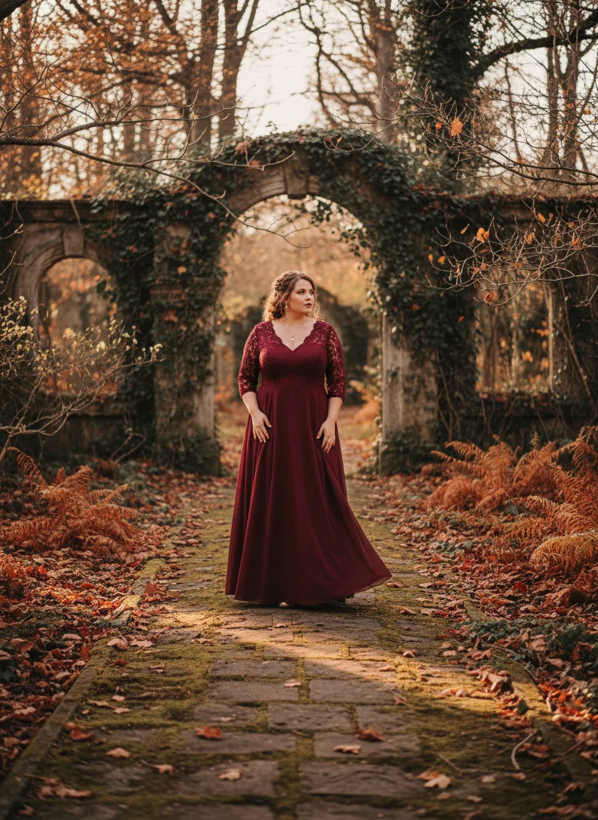 Burgundy Lace A-Line