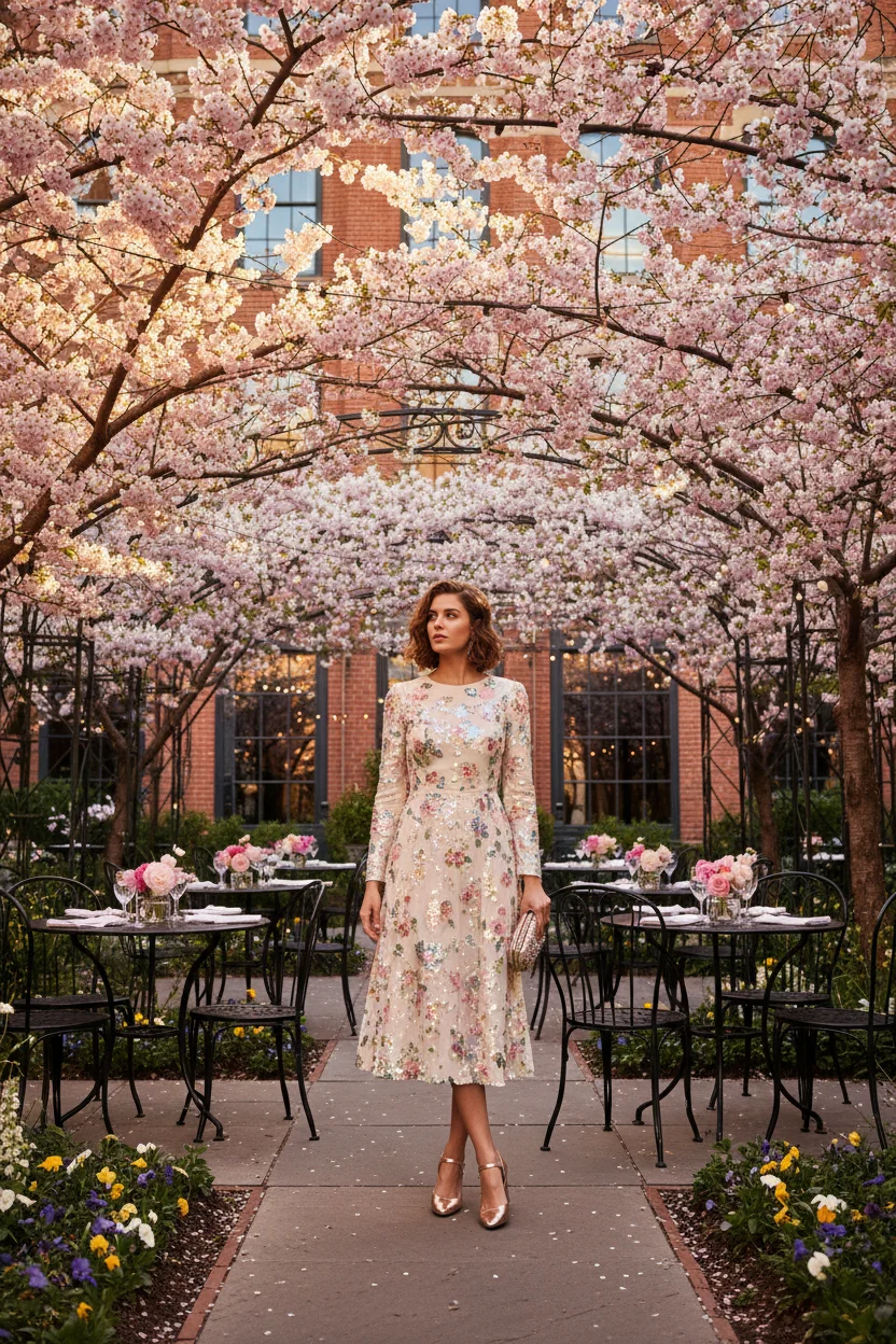 Sequin Detail Spring Dinner Look