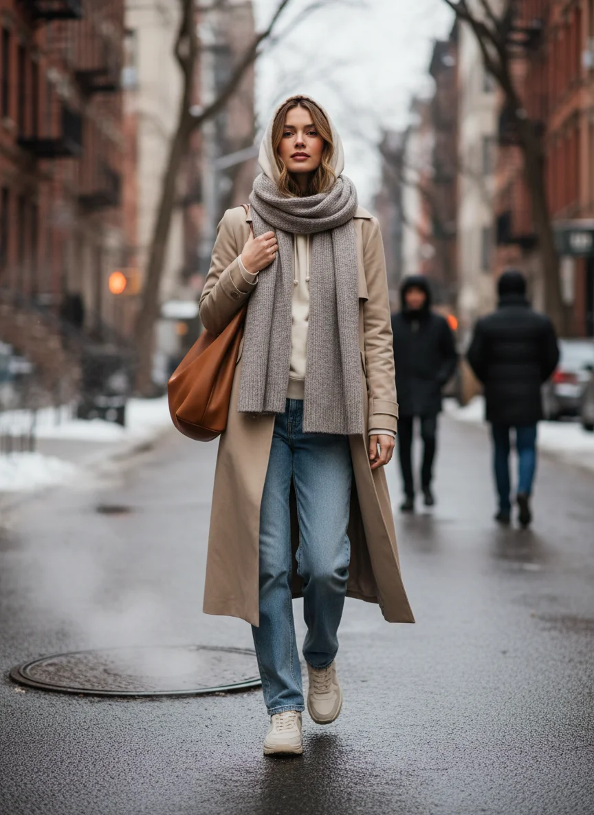 Beige Trench & Hoodie