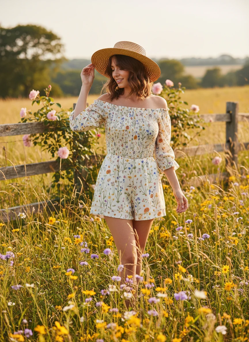 Smocked Floral Romper