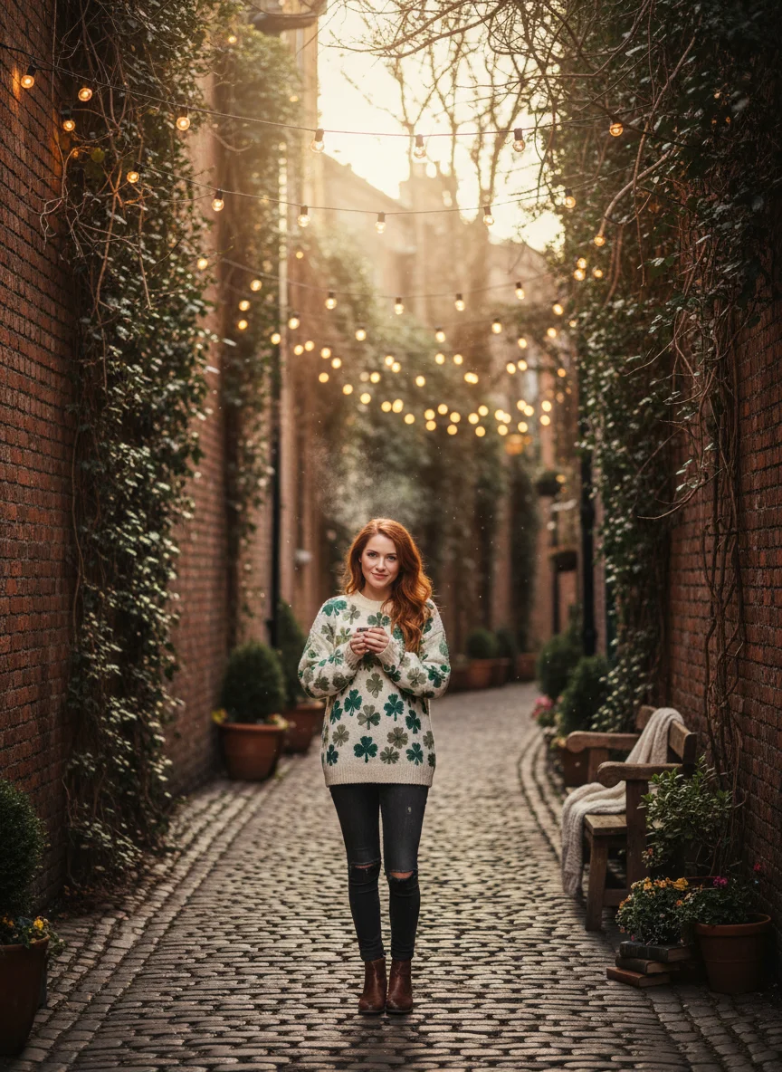 Shamrock Print Sweater