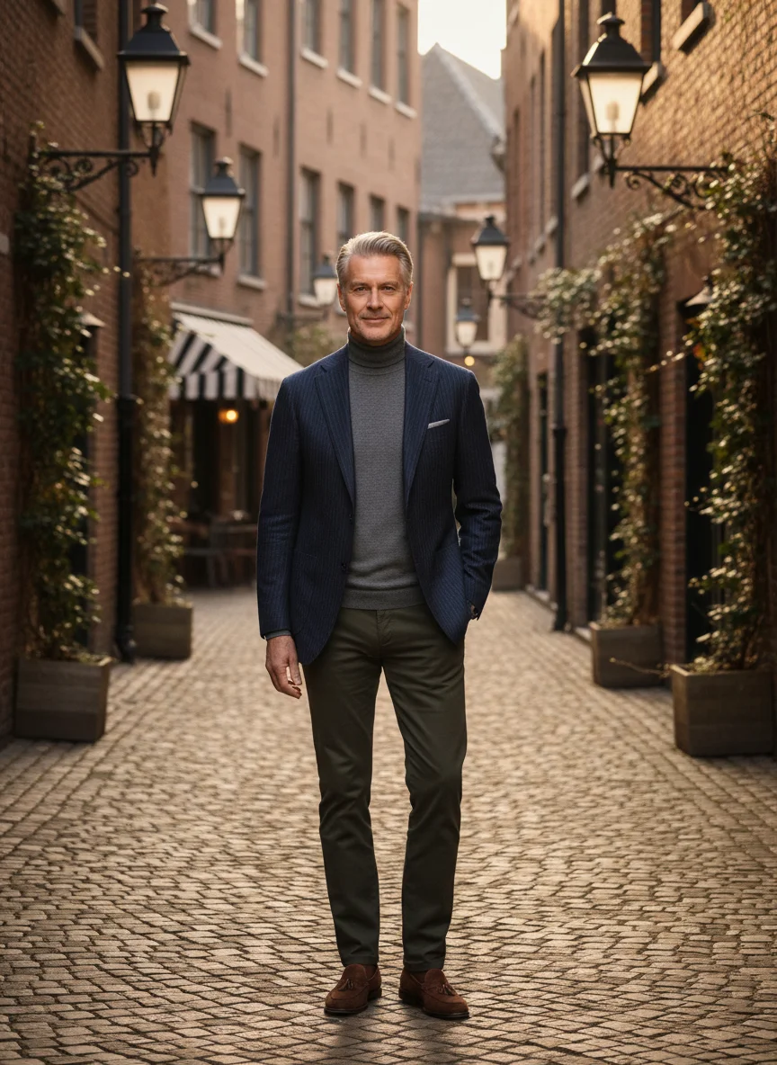 Sophisticated Turtleneck and Blazer Combo
