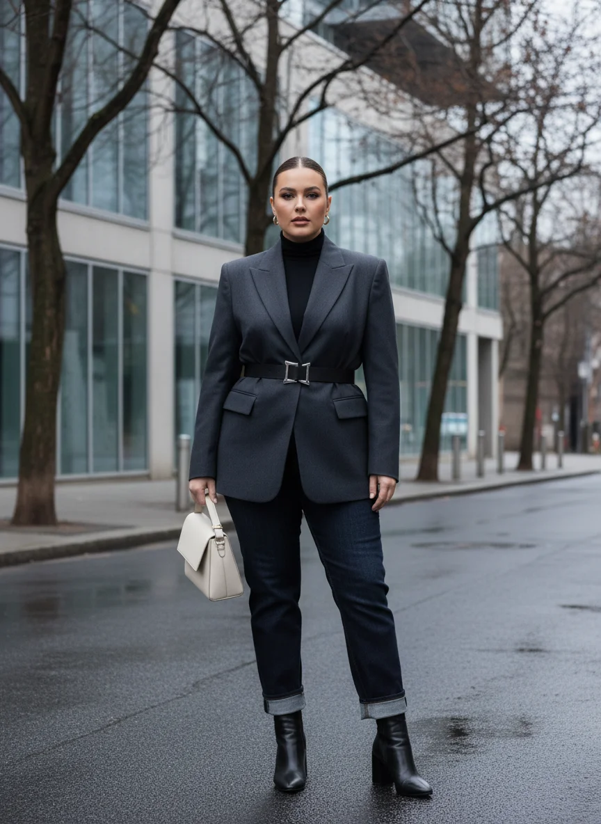Structured Blazer and Dark Denim