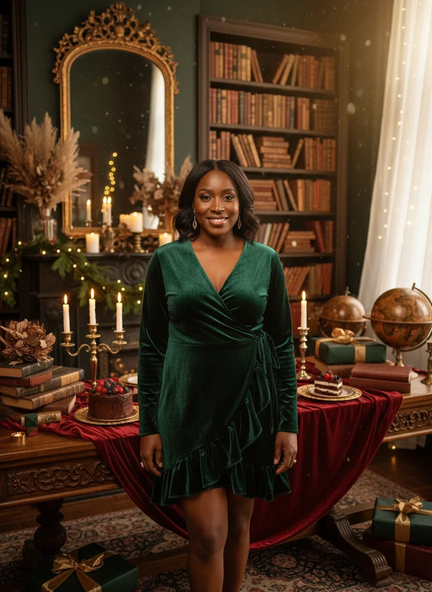 Velvet Wrap Mini Dress