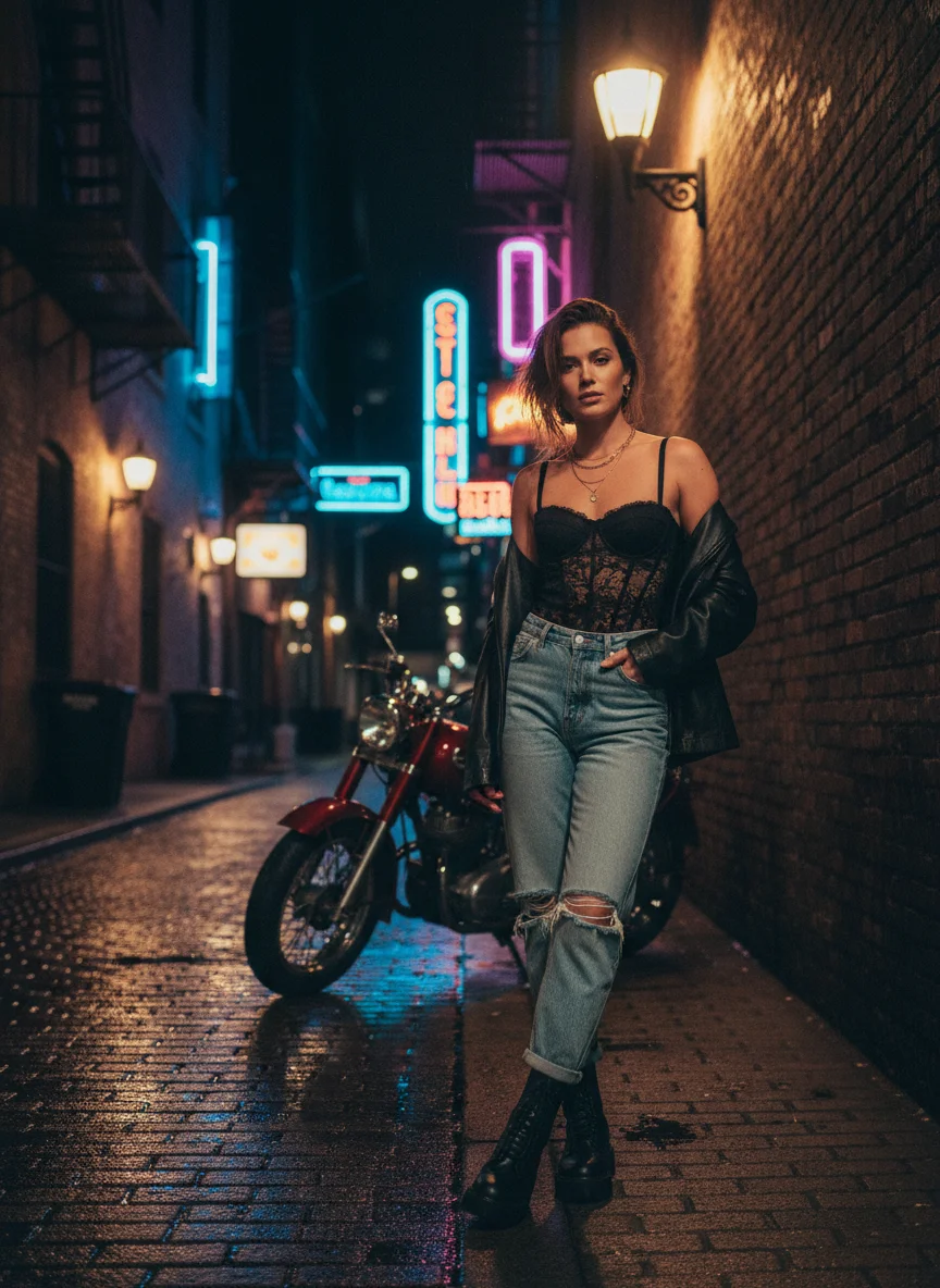 Corset Top with Mom Jeans