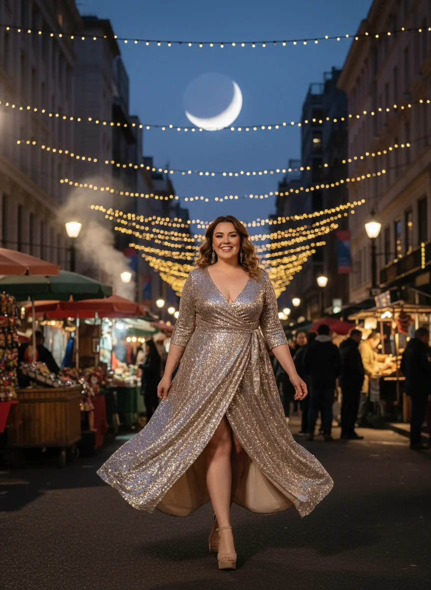 Sequin Wrap Dress
