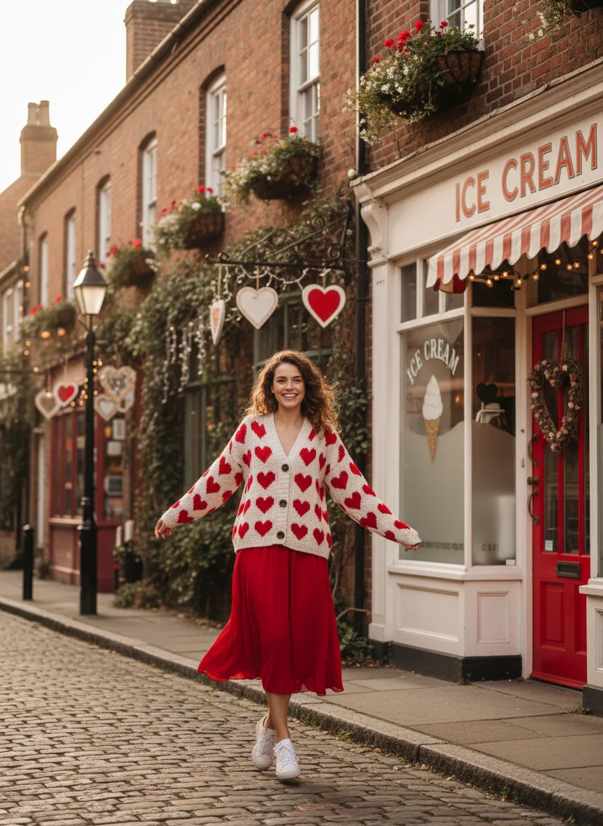 Heart Print Cardigan