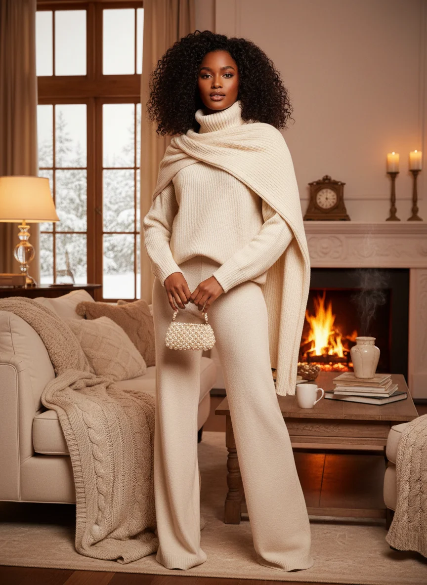 Monochrome Cream Knit Set