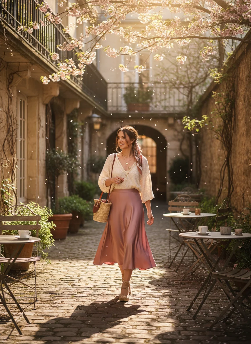 Satin Midi Skirt
