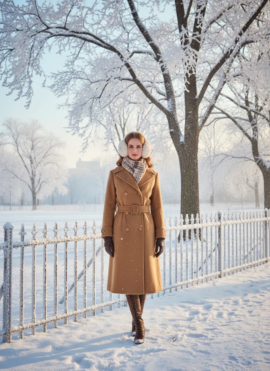 Ear Muffs and Wool Coat Outfit