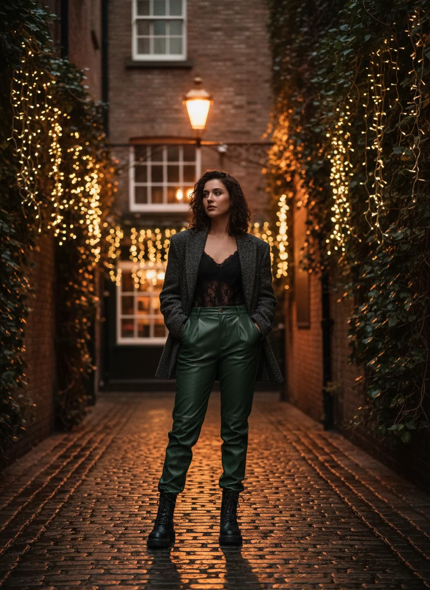 Leather Green Pants