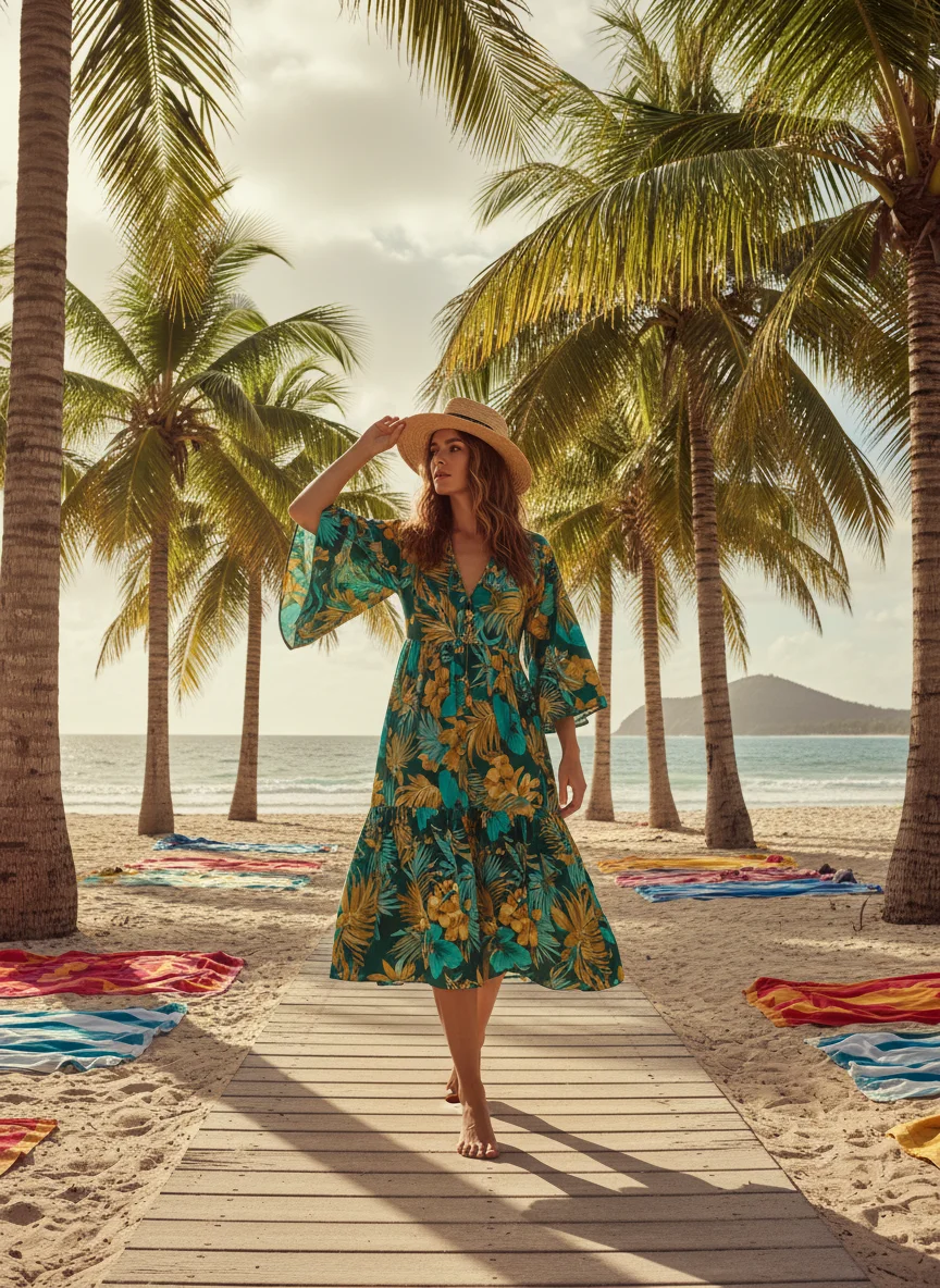 Tropical Print Midi