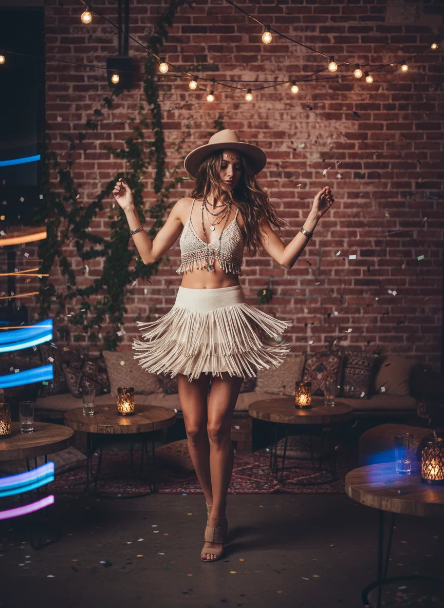 Fringe Mini Skirt