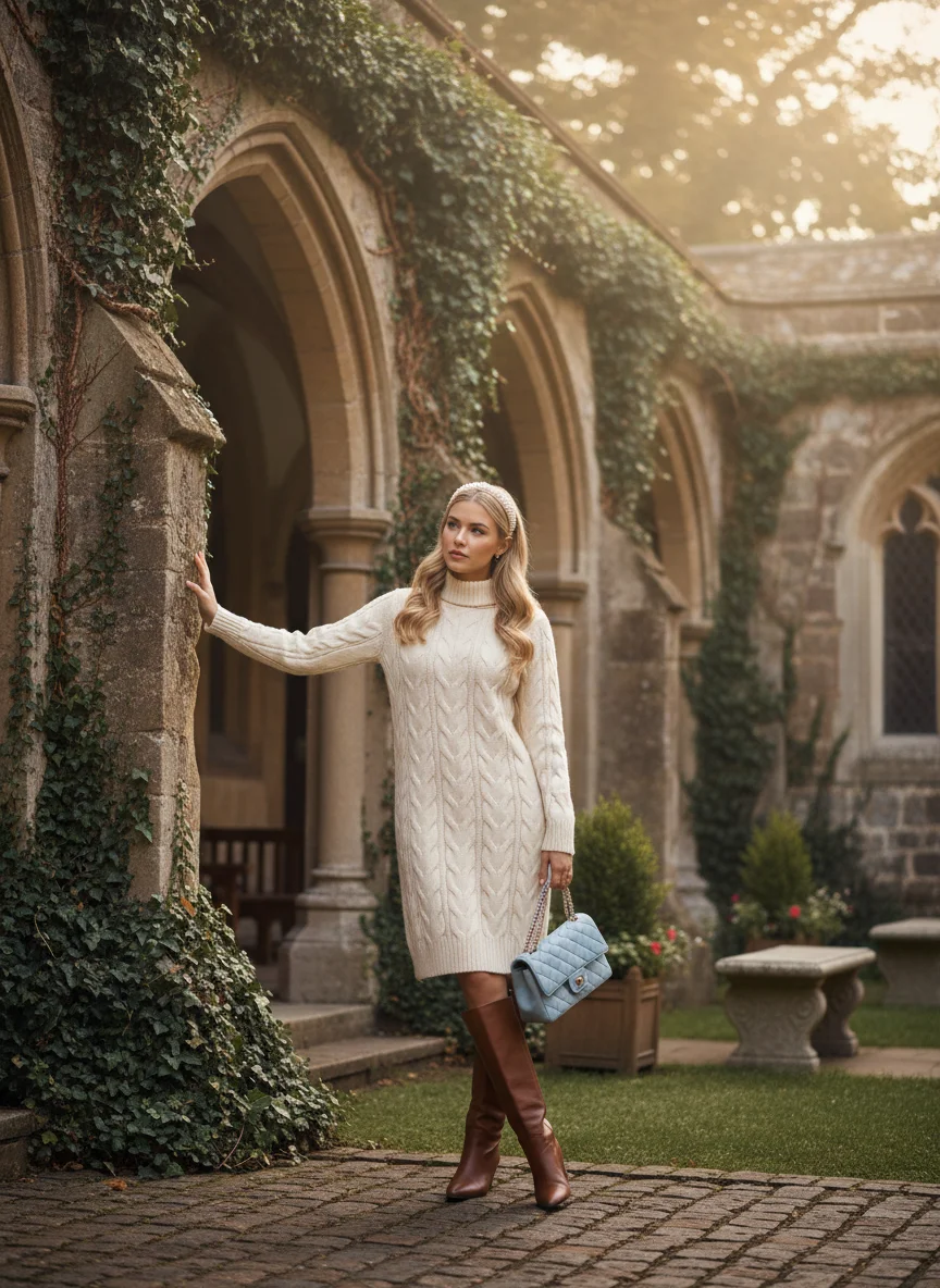 Sweater Dress with Tall Boots