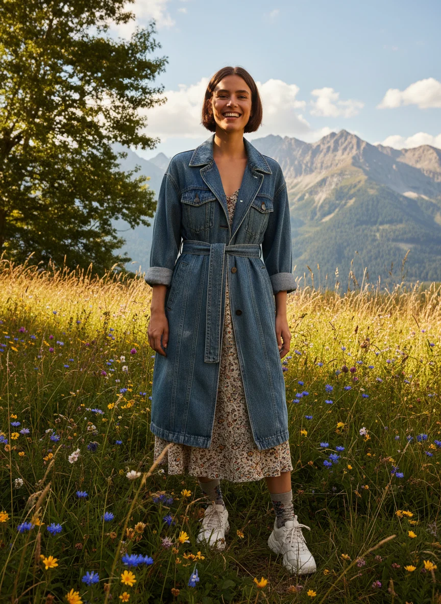 Belted Denim Coat