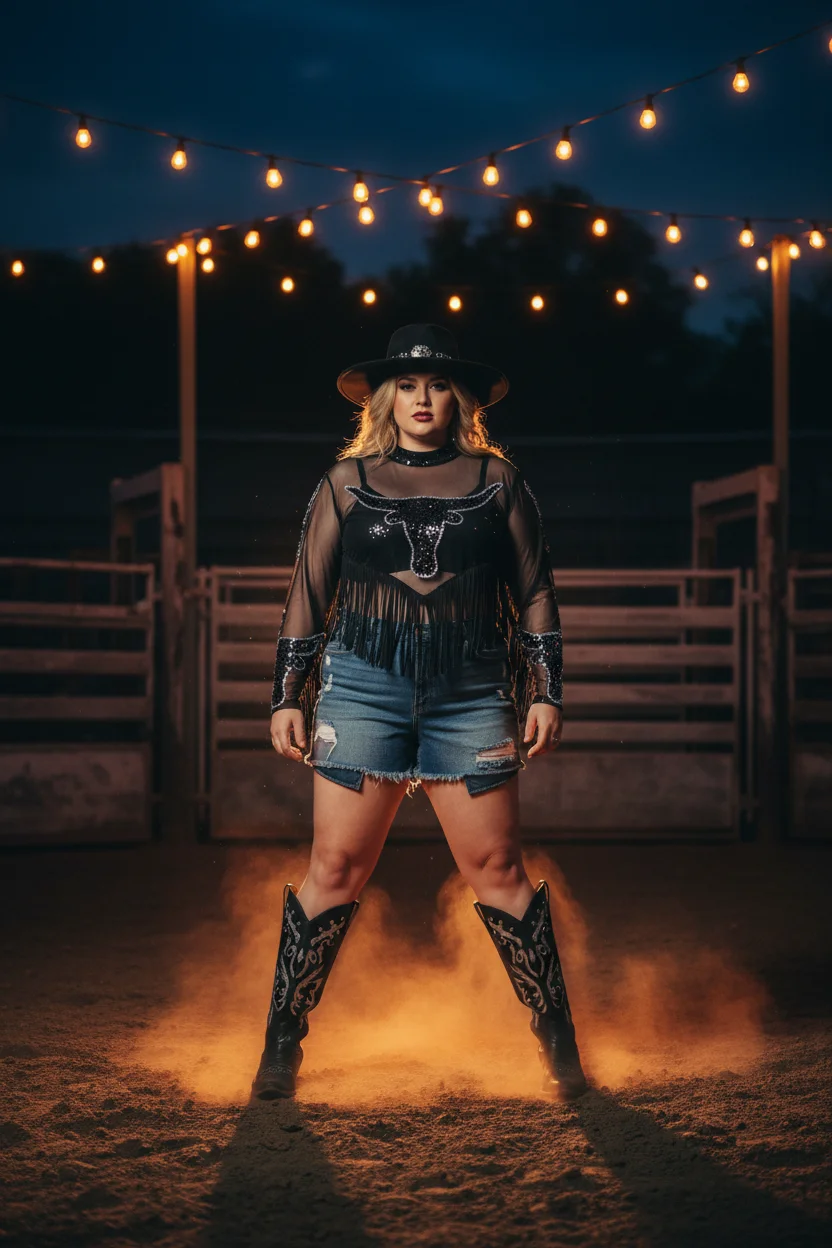Sheer Mesh Rodeo Outfit