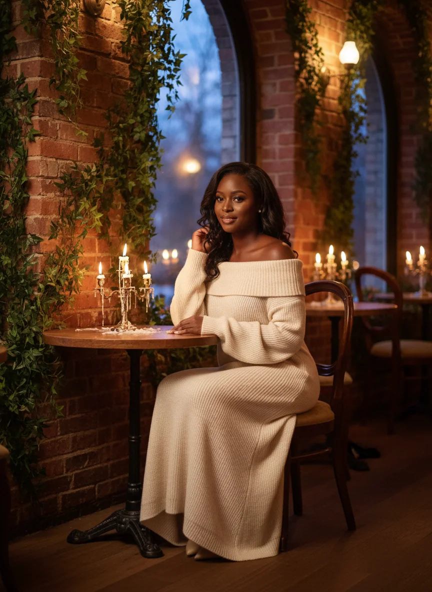 Off-Shoulder Knit Sweater Dress