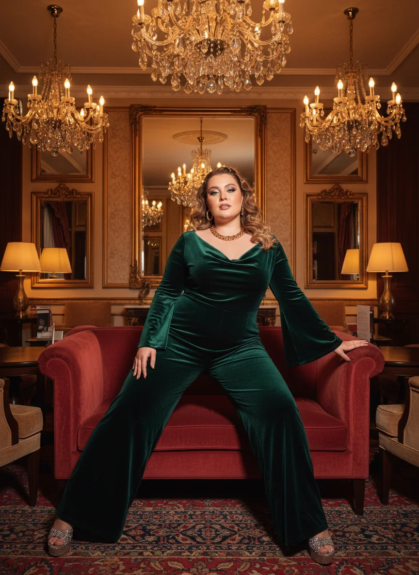 Velvet Wide Leg Jumpsuit