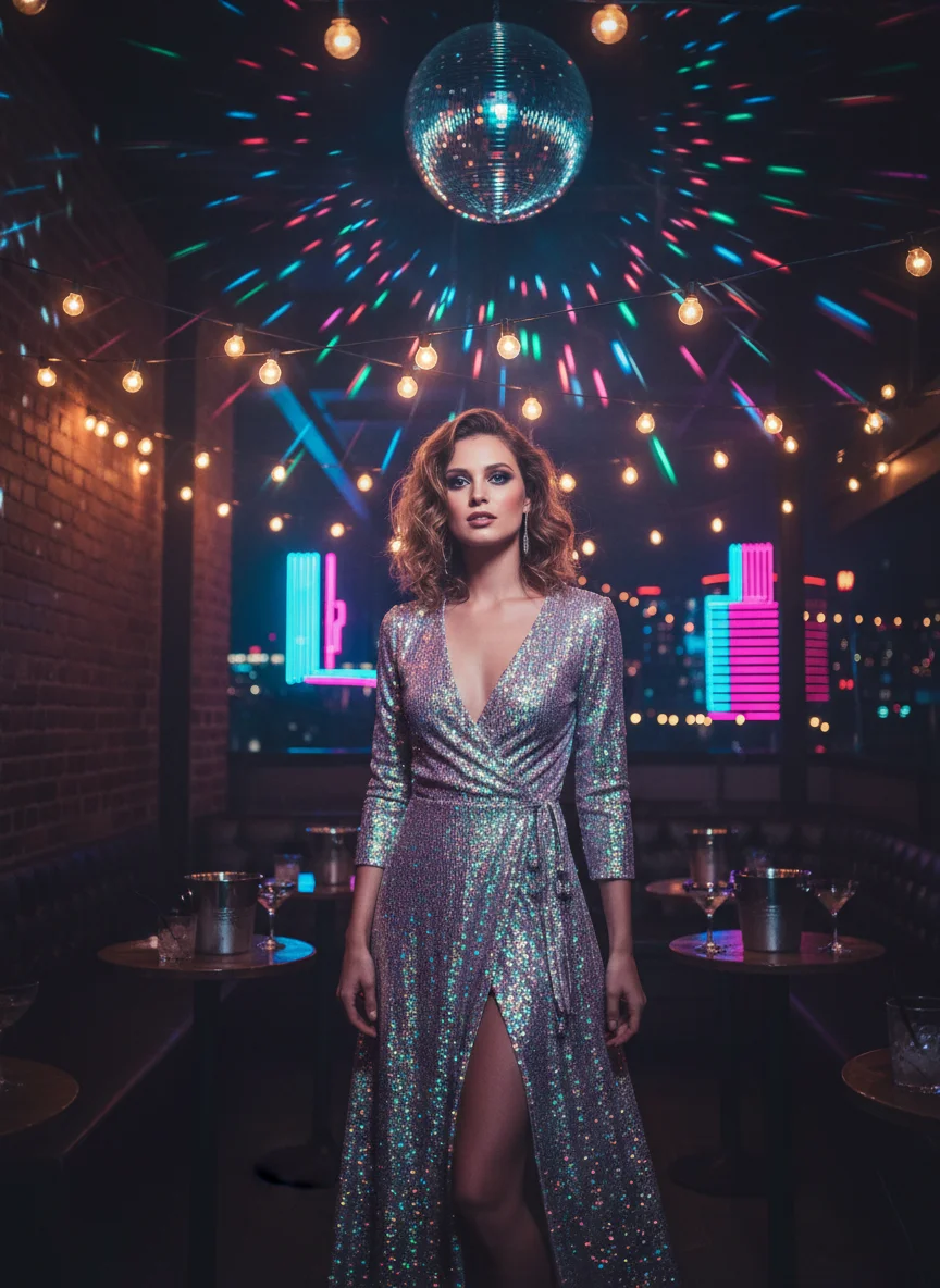 Sequin Wrap Dress