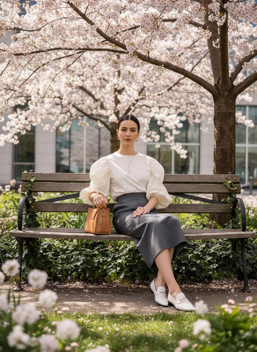 Poplin Puff Sleeve Blouse