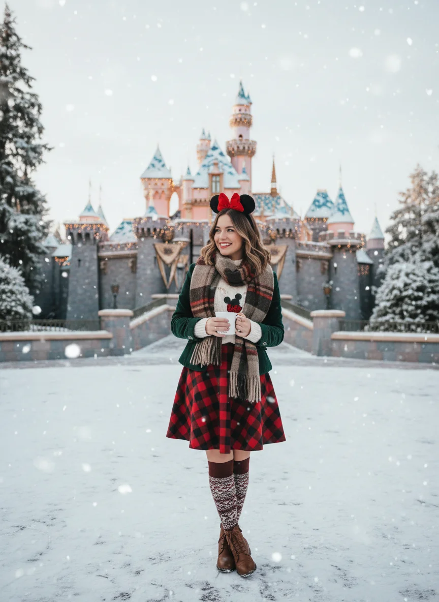 Winter Plaid Skirt Disneyland Outfit