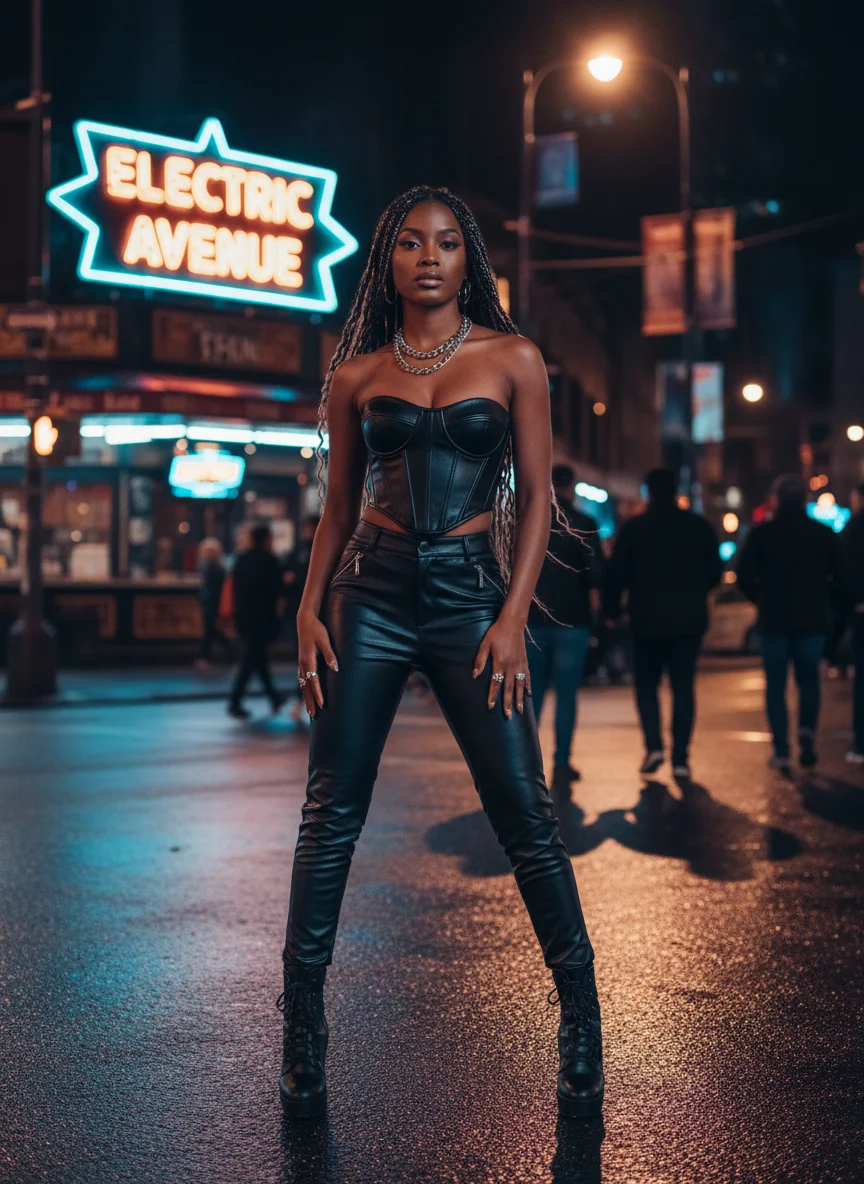 Faux Leather Pants and Corset Top