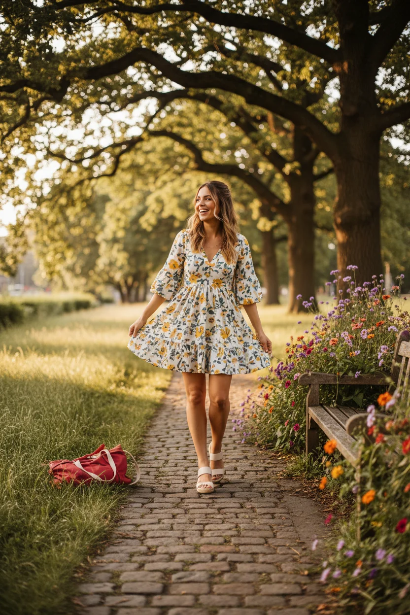 Floral Mini Dress Casual Summer Outfit