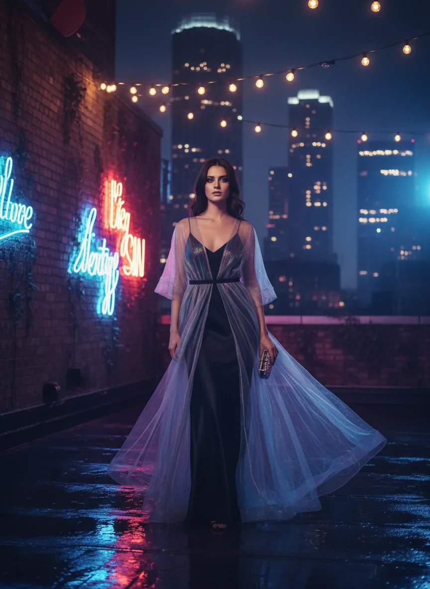 Sheer Overlay Dress