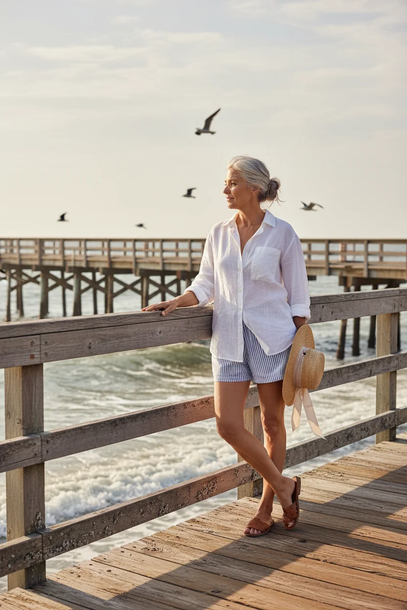 Button Down and Boxer Shorts Casual Summer Outfit