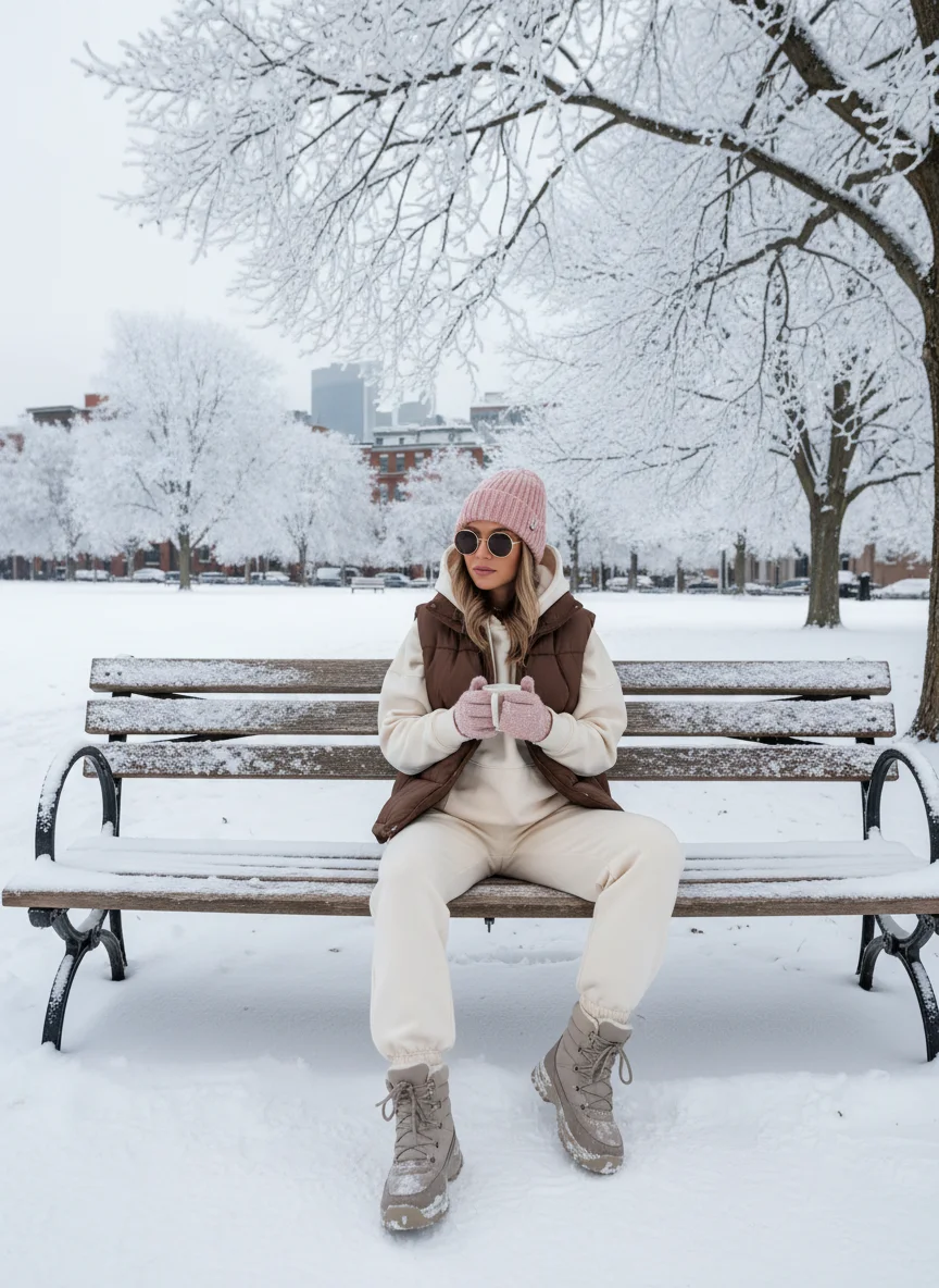 Oversized Hoodie and Puffer Vest Outfit