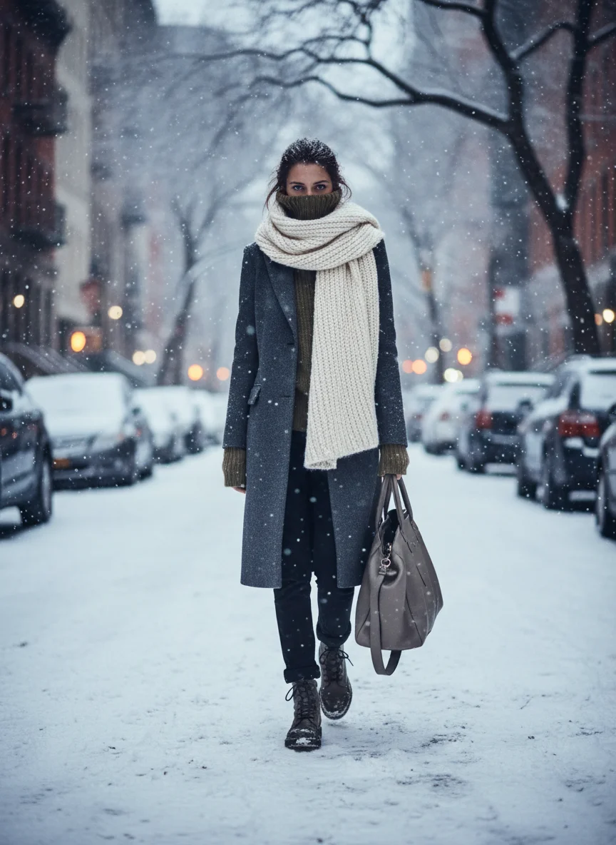 Oversized Scarf & Wool Coat