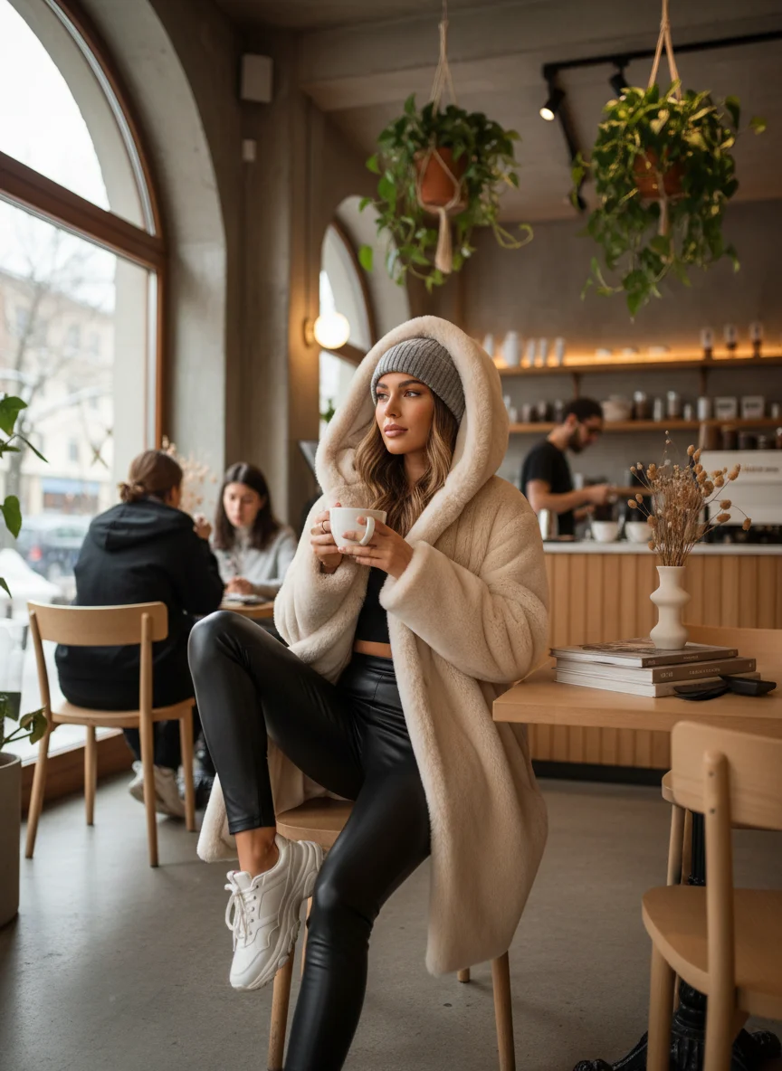 Hooded Fur and Leggings