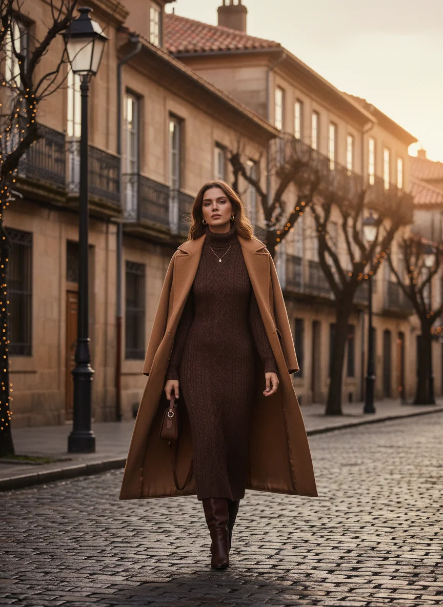 Chocolate Brown Knit Dress