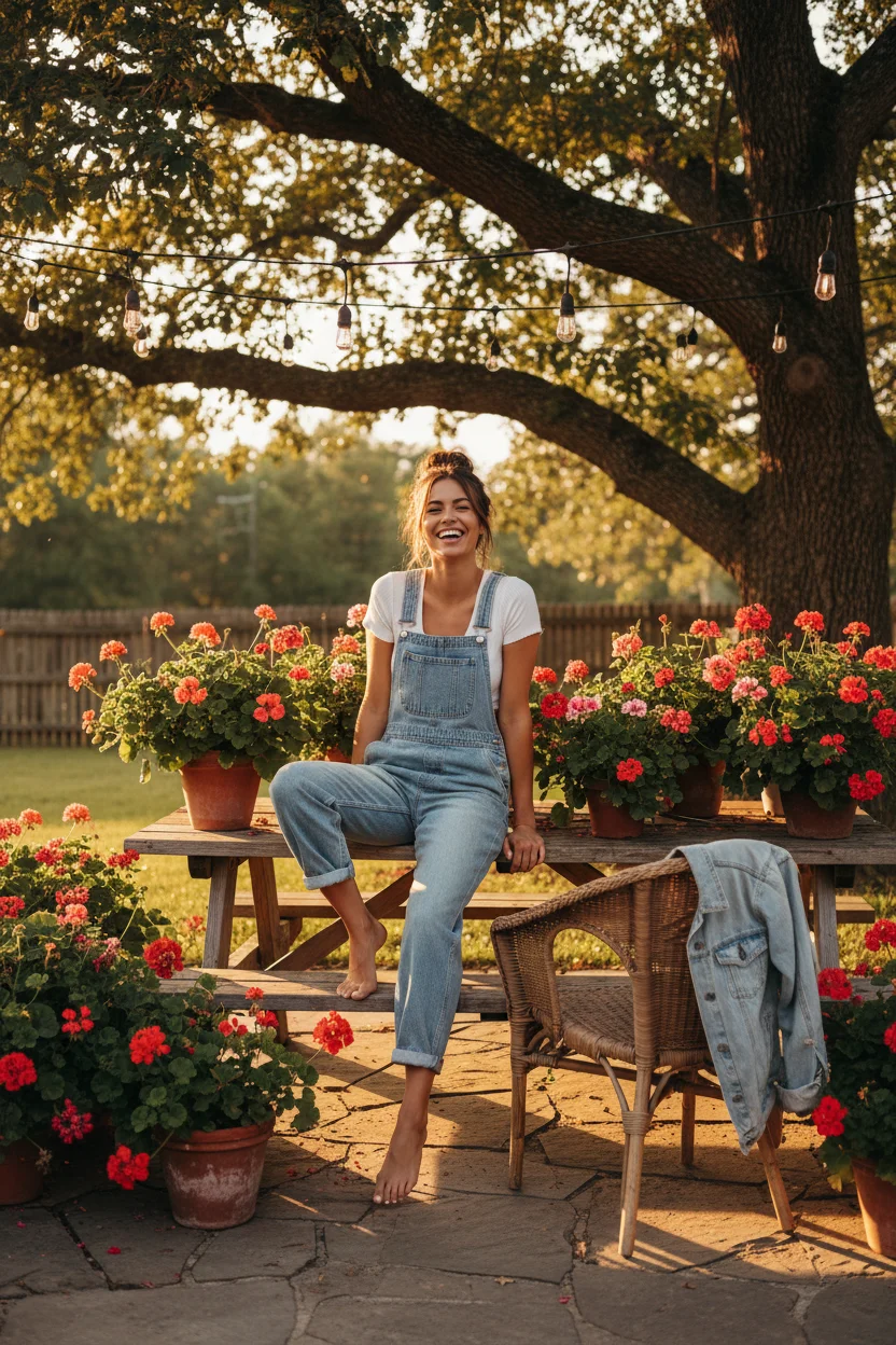 Overalls and Crop Top Casual Summer Outfit