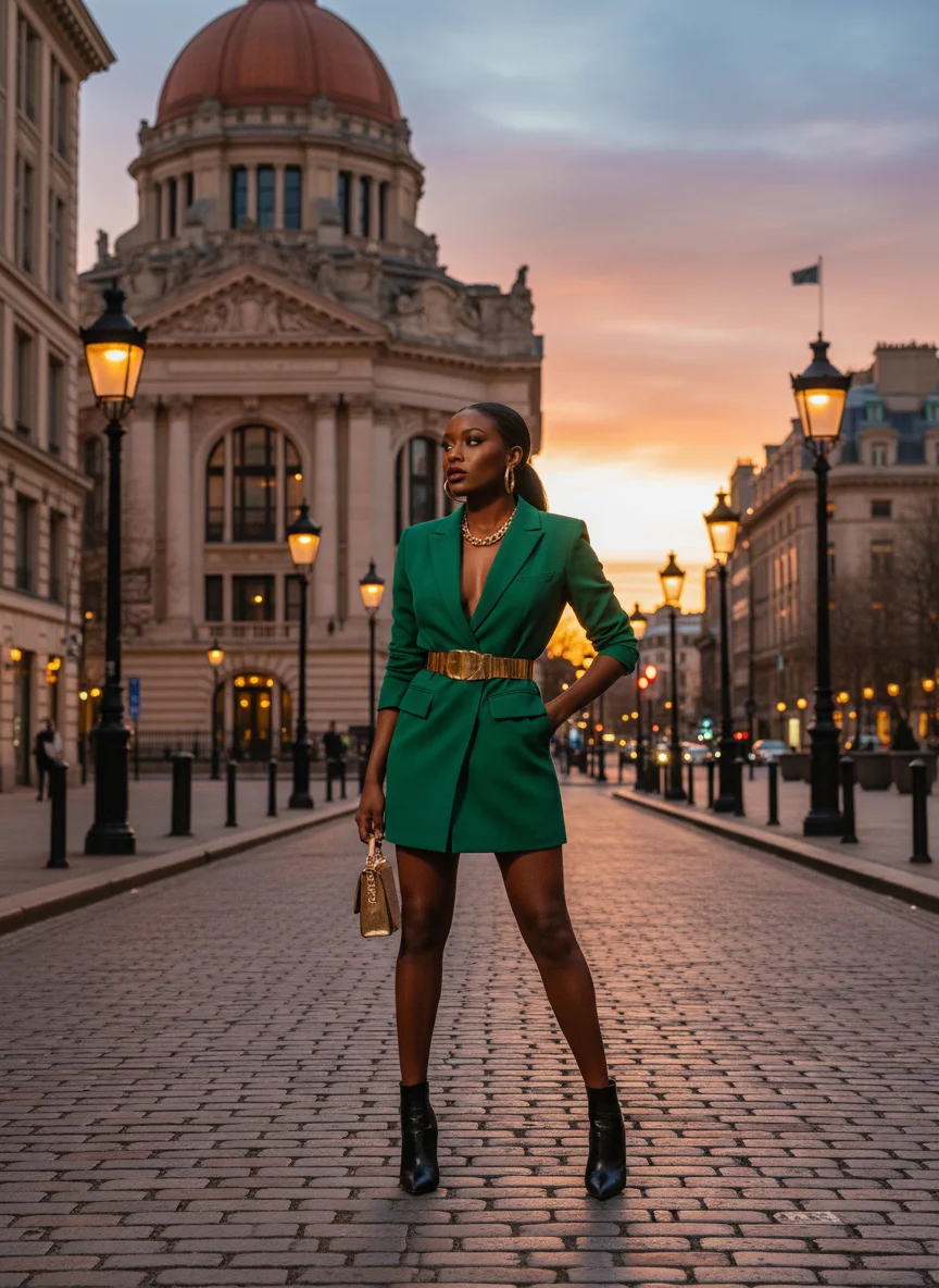 Deep Plunge Blazer Dress