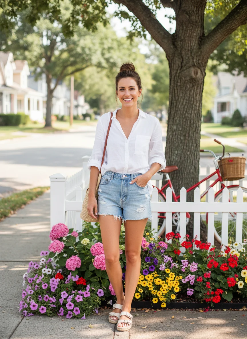 High-Waisted Denim Shorts
